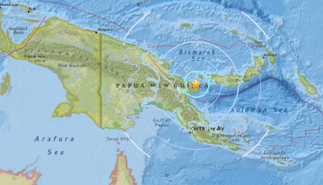 The quake struck to the northeast of Papua New Guinea.