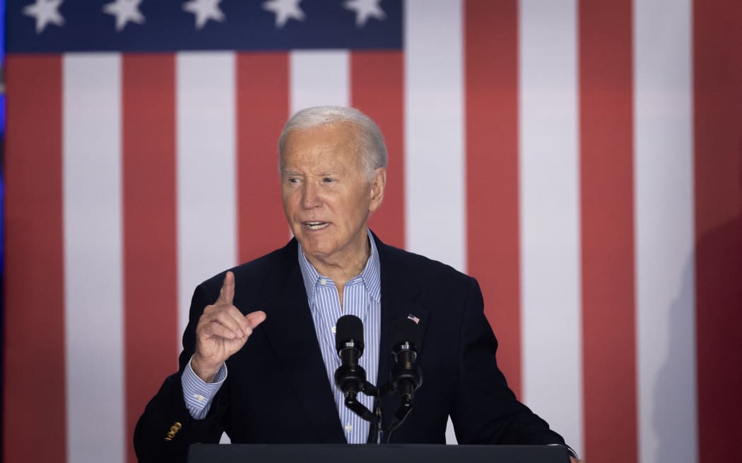 MADISON, WISCONSIN - JULY 05: President Joe Biden speaks to supporters during a campaign rally at Sherman Middle School on July 05, 2024 in Madison, Wisconsin. Following the rally Biden was expected to sit down for a network interview which is expected to air during prime time as the campaign scrambles to do damage control after Biden's poor performance at last week's debate.   Scott Olson/Getty Images/AFP (Photo by SCOTT OLSON / GETTY IMAGES NORTH AMERICA / Getty Images via AFP)