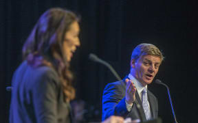 Bill English and Jacinda Ardern