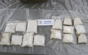 Bags containing just over 9kg of methamphetamine that Customs found.