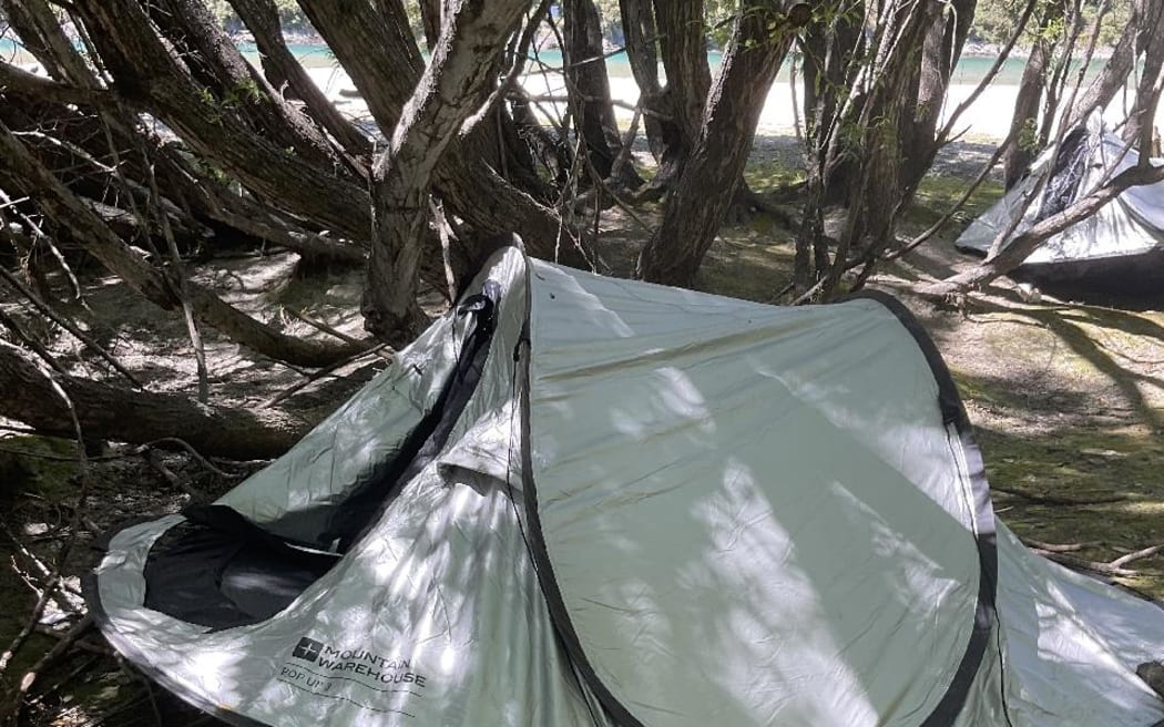 An abandoned tent.