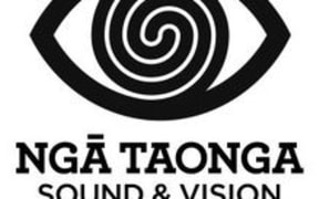 The logo of Nga Taonga Sound and Vision a service providing archival material. The logo ressembles an eye.