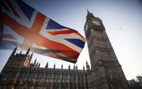 Generic pic of UK Parliament building/Big Ben with Union Jack insert. London.