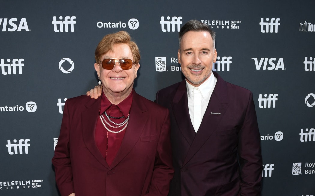 Elton John and David Furnish attend the World Premiere of Disney+ Documentary “Elton John: Never Too Late” at Toronto International Film Festival at Roy Thomson Hall on September 06, 2024 in Toronto, Ontario.