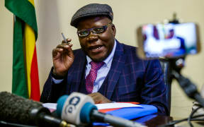 MDC Alliance Spokesperson Tendai Biti speaks during a press conference.