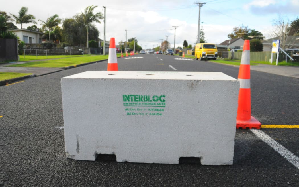 Auckland Transport is using concrete blocks for temporary road closures in Papatoetoe.