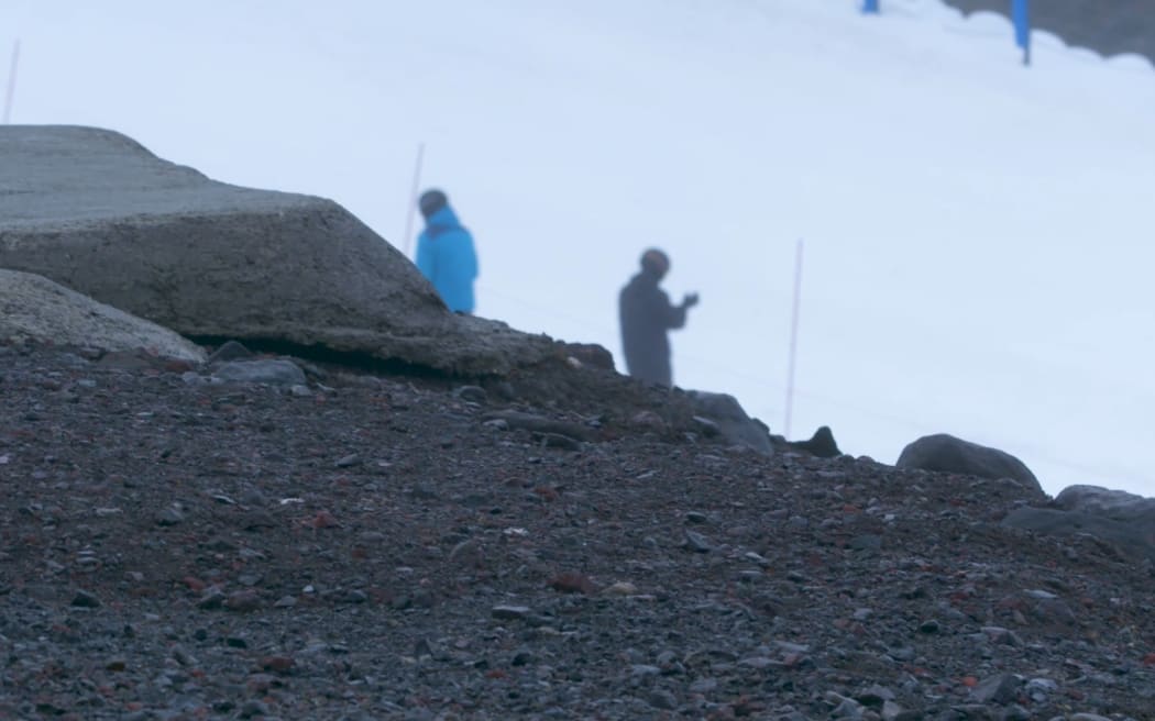 Rock and snow at Whakapapa ski field.
