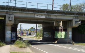 The graffiti appeared on each side of a railway underpass on Hector Street, Sefton, in Sydney, on15 December, 2024.