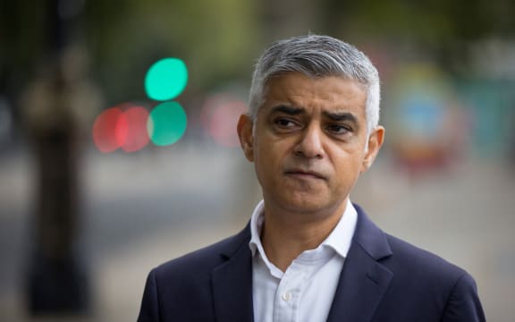 Mayor of London, Sadiq Khan attends the launch of the Driving For Change project, which offers homeless people essential services in multi-function buses, in central London on October 7, 2021.