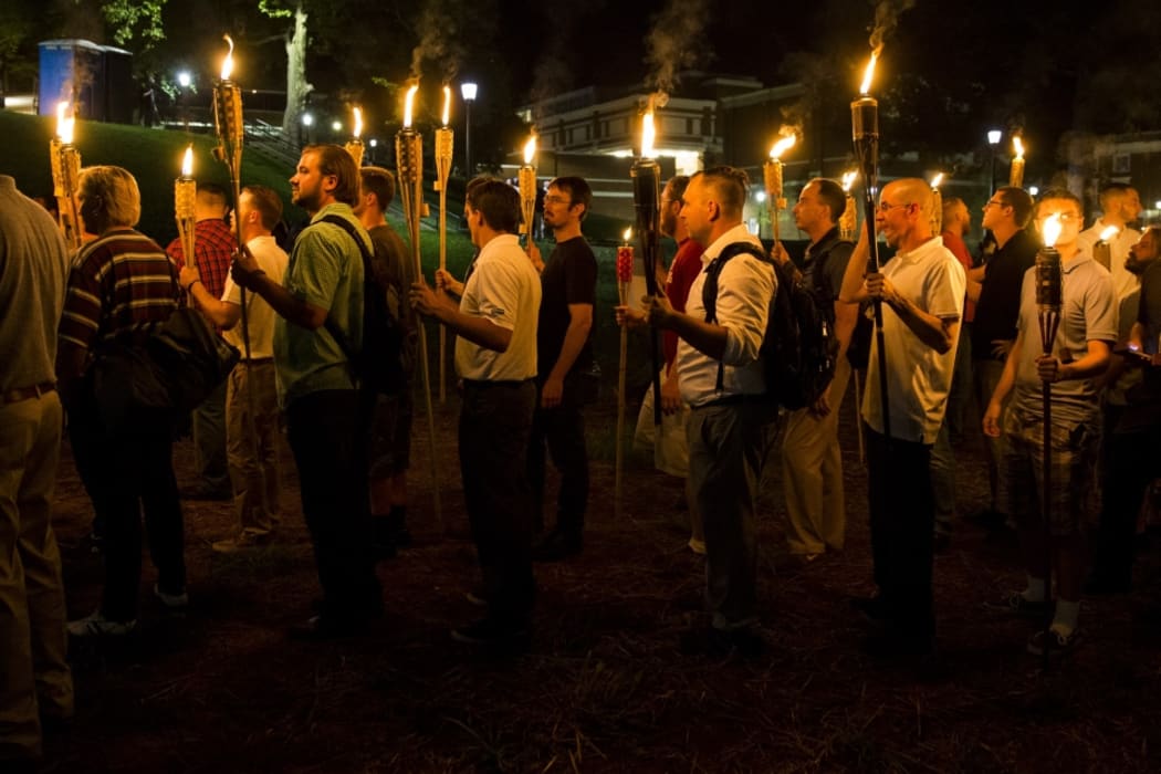 Neo Nazis, Alt-Right, and White Supremacists march in Charlottesville, Virginia.