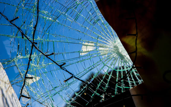 Smashed window.