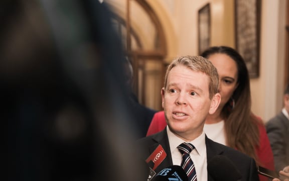 Chris Hipkins after the Labour Party caucus meeting on 17 October 2023.
