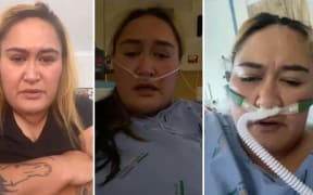 Three different pictures of Karina Haira, all at differing levels of illness.