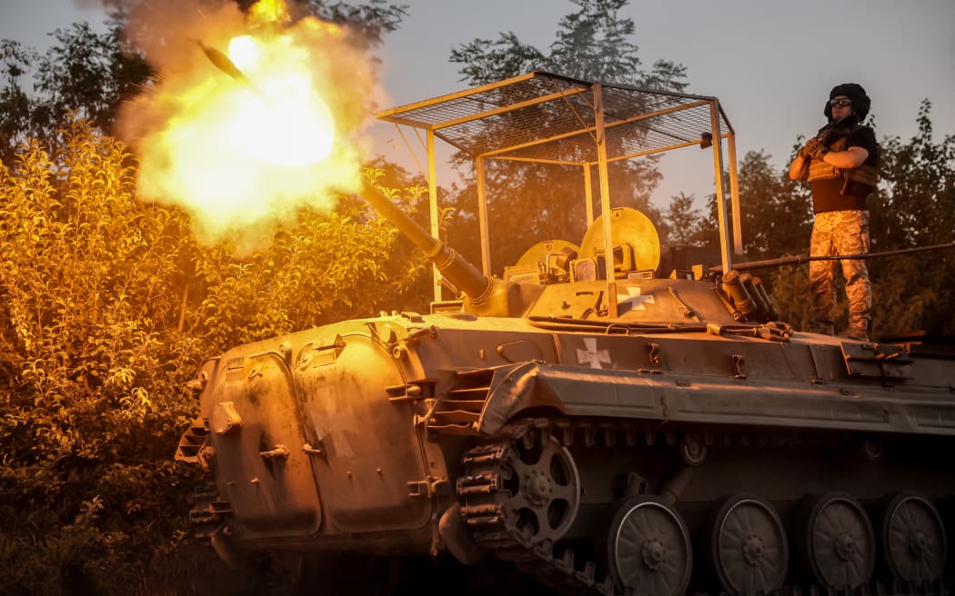 Ukrainian servicemen of the 24th Mechanized Brigade fire a BRM1k infantry fighting vehicle towards Russian positions at an undisclosed location in Donetsk region on August  17, 2024, amid the Russian invasion of Ukraine. (Photo by Handout / 24th Mechanized Brigade of Ukrainian Armed Forces / AFP) / RESTRICTED TO EDITORIAL USE - MANDATORY CREDIT 