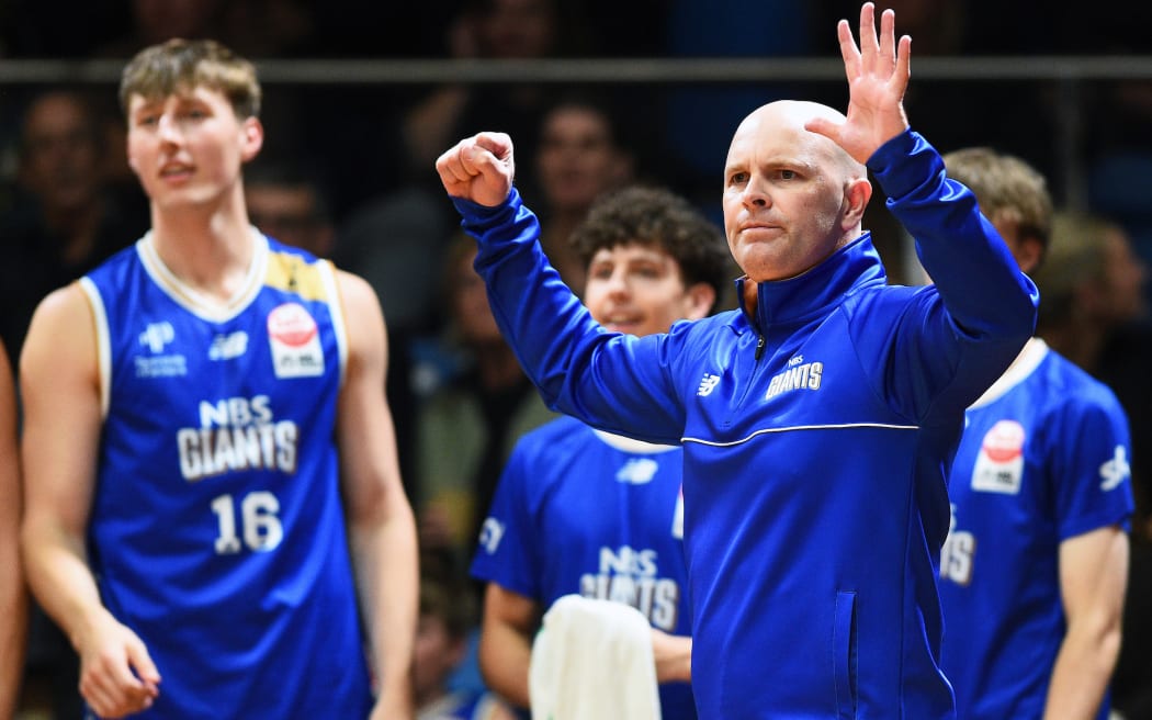 Head coach of the Giants Mike Fitchett during the NBL Basketball game Nelson Giants v Tauranga Whai.