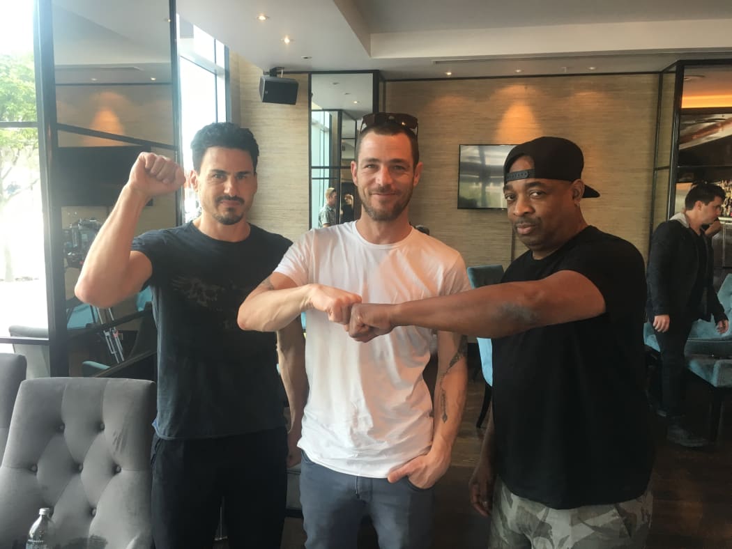 Brad Wilk, Alex Behan and Chuck D