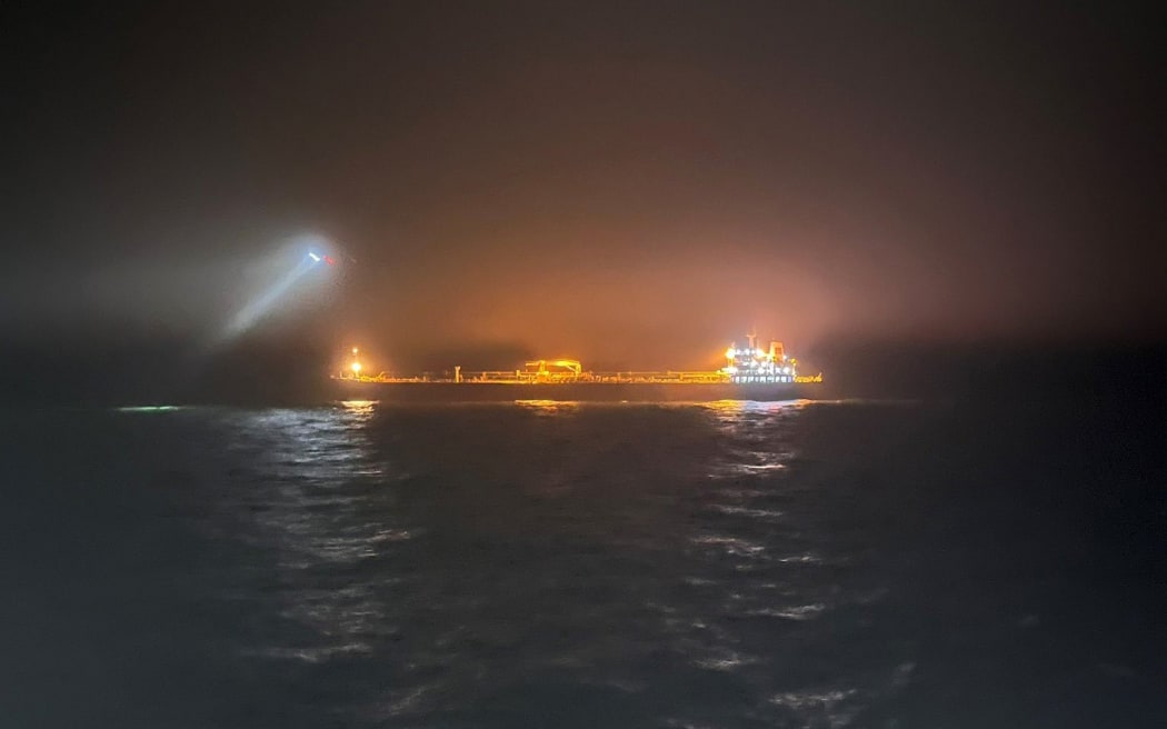 This handout picture released by The Finnish Border Guard on December 26, 2024 shows the Oil tanker Eagle S on the sea outside the Porkkalanniemi. - Finnish authorities said on December 26, 2024 that they were investigating an oil tanker that sailed from a Russian port for the "sabotage" of a power cable linking Finland and Estonia that was damaged the previous day. (Photo by Handout / Finnish Border Guard / AFP) / RESTRICTED TO EDITORIAL USE - MANDATORY CREDIT "AFP PHOTO /FINNISH BORDER GUARD" - NO MARKETING - NO ADVERTISING CAMPAIGNS - DISTRIBUTED AS A SERVICE TO CLIENTS