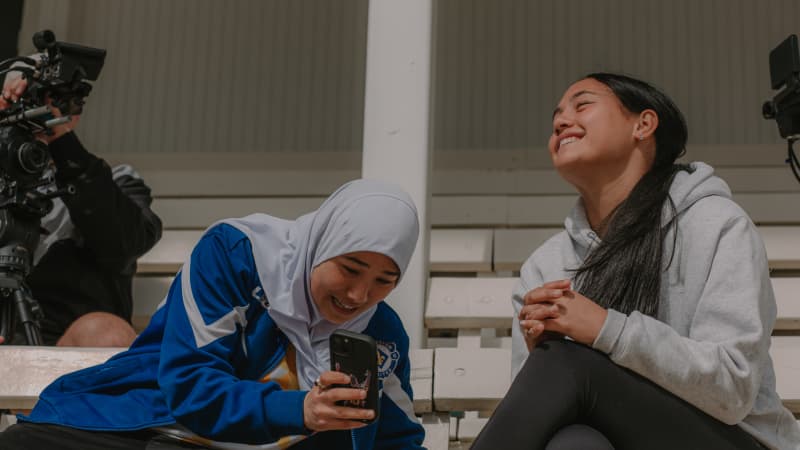 Footballers Fatima Hussain Ali (left) and Nyah Nikau (right), who are featured in episode four.