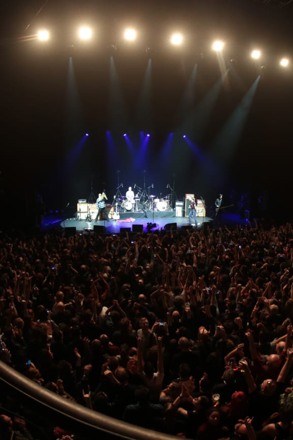 US rock group Eagles of Death Metal on stage at the Olympia concert hall in Paris.