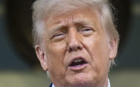 US President Donald Trump takes questions outside the West Wing of White House in Washington, DC, on May 8, 2025. (Photo by Jim WATSON / AFP)