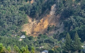 Slips at Muriwai following Cyclone Gabrielle.