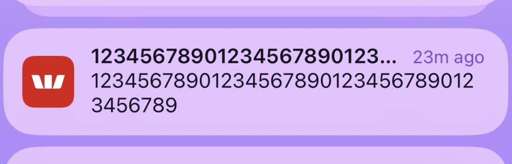 Notification from Westpac.