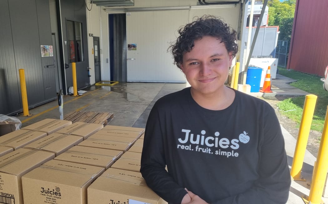 Lennox Goodhue-Wikitera at the Juicies Factory in Brightwater, near Nelson.
