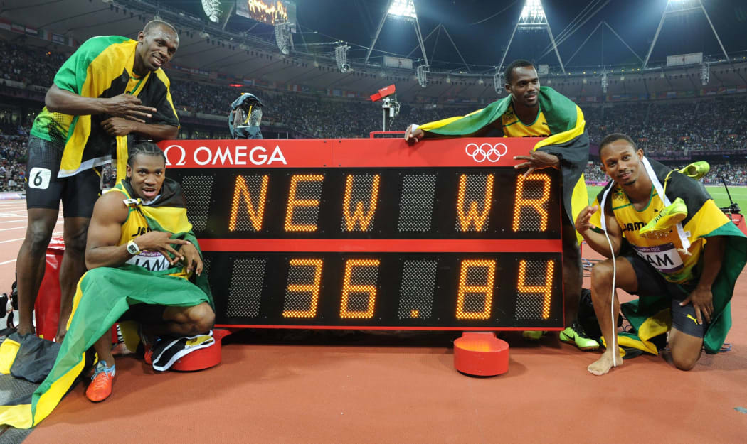 Nesta Carter (back right) was also a member of the Jamaican relay team which won gold in London in 2012.