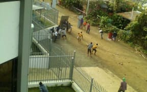 Clashes at Unitech, in the Papua New Guinea city of Lae, on Monday.
