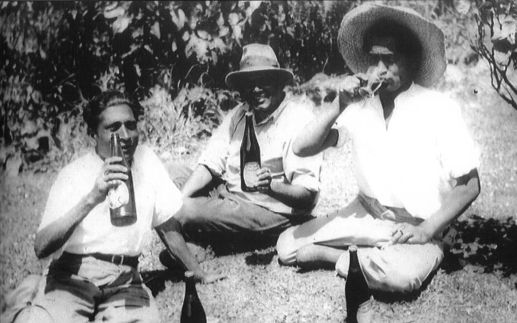 After a hard day's work, Indian growers in Pukekohe enjoy some cold beer at a friend's house.