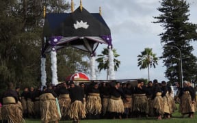 The royal catafalque leaves the Royal Palace, Nuku'alofa,