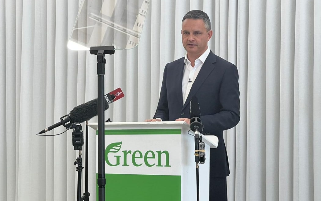 Green Party co-leader James Shaw at the party's State of the Planet speech in Auckland on 19 March 2023.