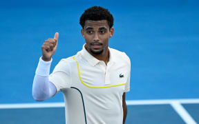 Arthur Fils of France during his singles match at the ASB Classic tennis tournament in Auckland, New Zealand. Tuesday January 9, 2024. Photo: Andrew Cornaga / Photosport