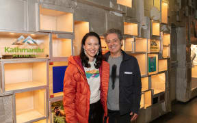 Kathmandu global chief customer officer Eva Barrett and Armand Hadida, owner of France-based retailer L'Éclaireur at Paris Fashion Week for Kathmandu's latest collection launch.