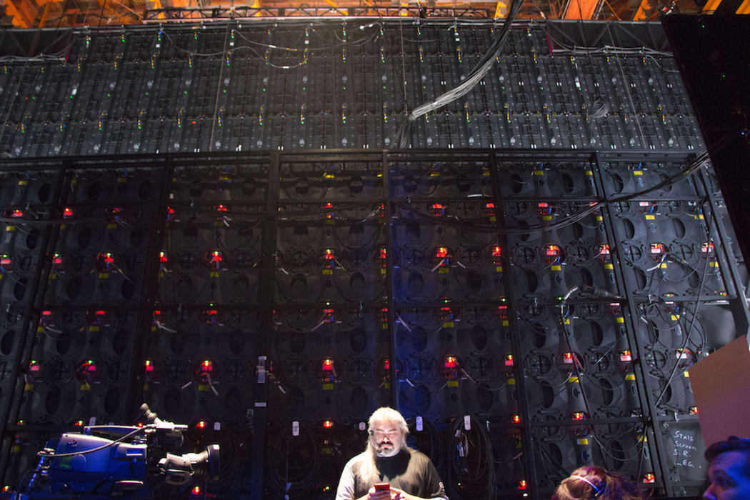 Blizzard Arena’s 13,000-pixel wide monitors from behind.
