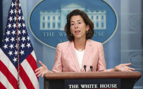 US Commerce Secretary Gina Raimondo speaks about the legislation to encourage the construction of microprocessor manufacturing facilities in the United States at a White House briefing.