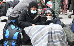6696065 15.11.2021 Refugees gather at the Bruzgi-Kuznica Bialostocka border crossing near the Belarusian-Polish border, Belarus.