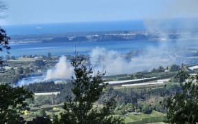 A large fire has broken out in Te Puna, Bay of Plenty, threatening homes and properties.
