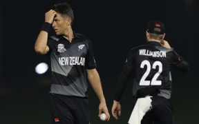 The Black Caps have been beaten by Australia in their T20 World Cup warm-up match.