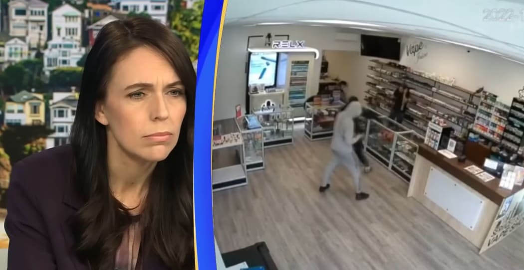 PM Jacinda Ardern confronted by CCTV robbery footage on the AM Show.