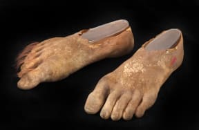 The items for sale include prosthetic Hobbit feet worn by one of the film's main characters, Sam..