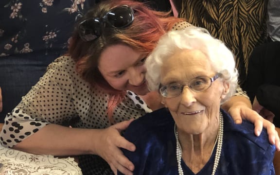 Beck Eleven with her grandma Rosetta Rawlings who turned 100 this weekend