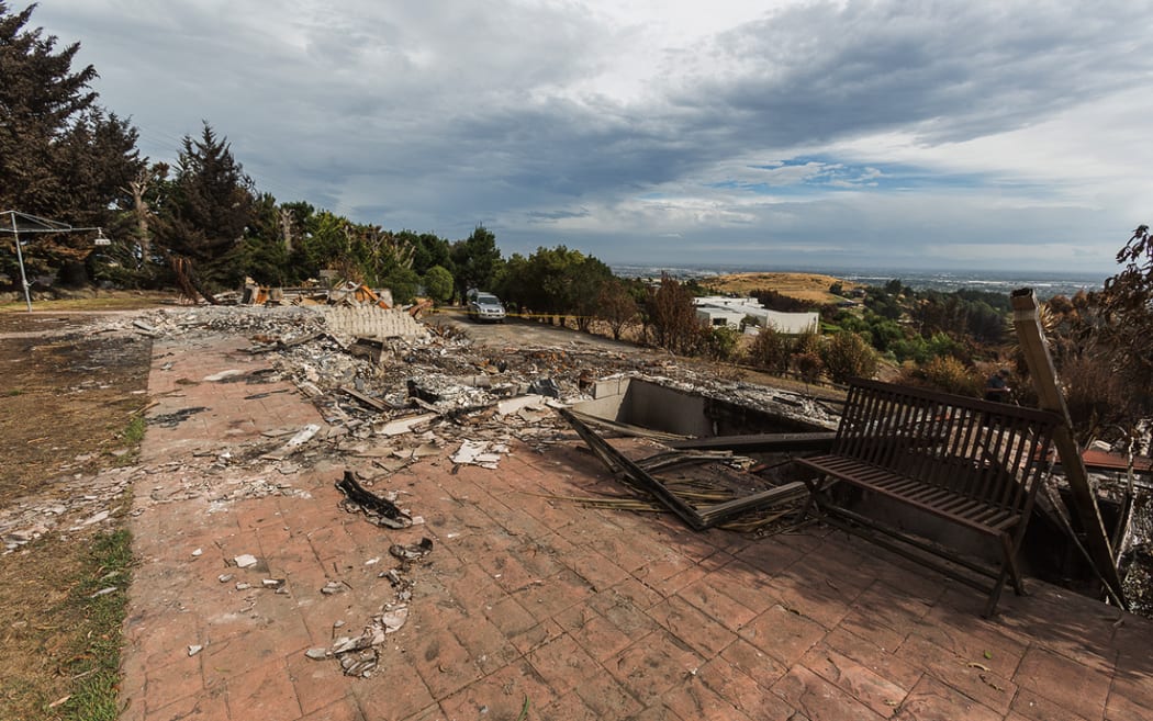 What's left of the house in the Port Hills.