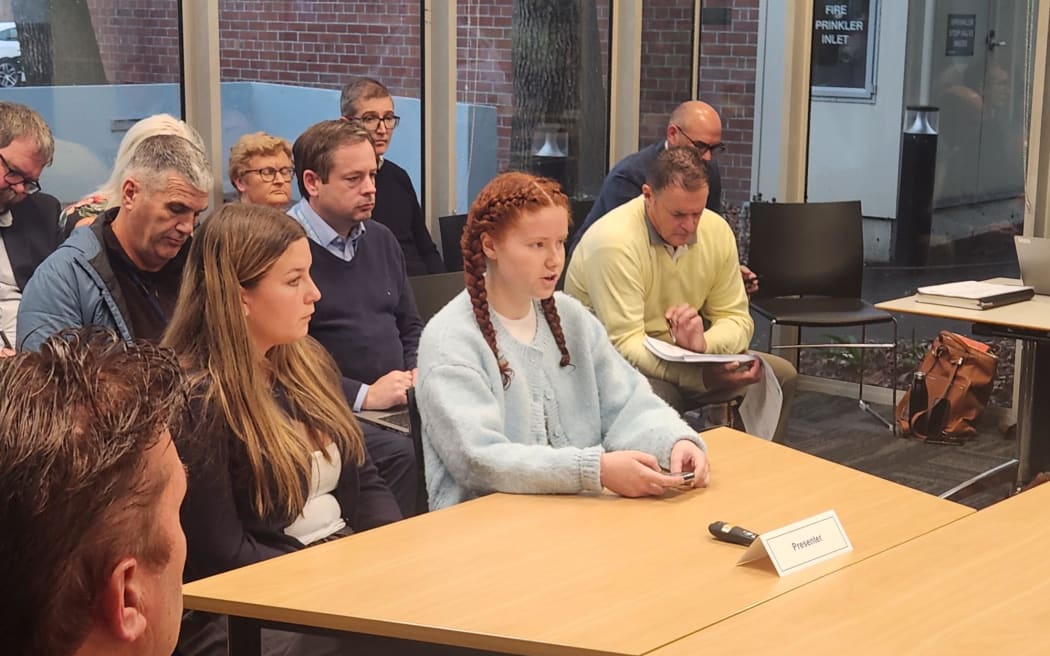 Freya Scott and Ruby-Grace Miller presented to Christchurch city councillors on Wednesday.