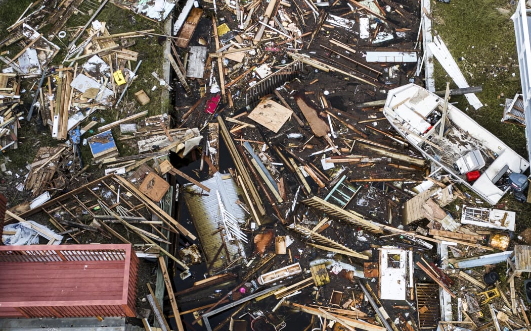 Debris from damaged houses, seen after Hurricane Helene made landfall in Horseshoe Beach, Florida, on 28 September, 2024.