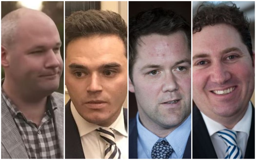 Former National MPs Andrew Falloon, Todd Barclay, Hamish Walker and Aaron Gilmore.