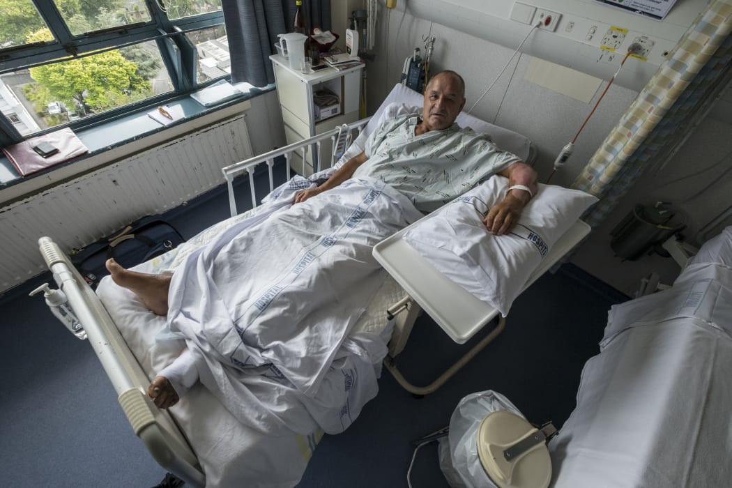 Basil LLOYD was burnt to 40 percent of his body as he drove his burning motorhome away from others in a camping area earlier this month.  Waikato Hospital, 28 February 2017