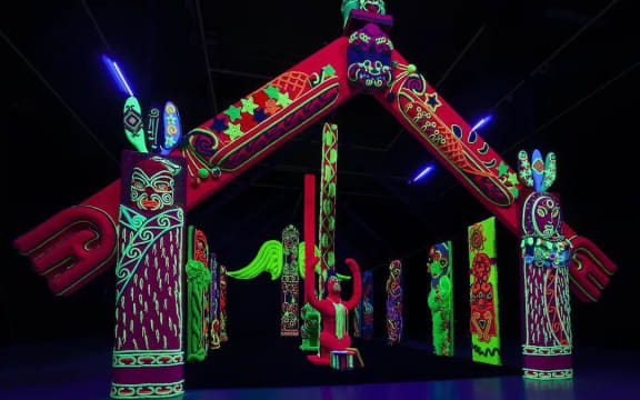 The Wharenui Harikoa made out of crochet.