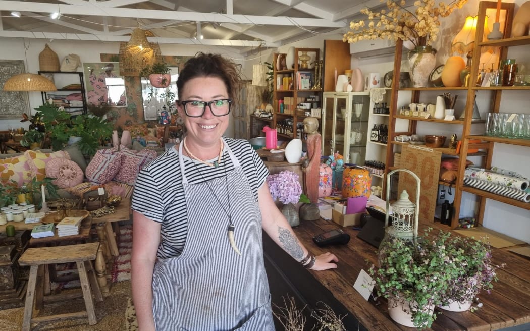 Amy Moore's homeware shop and cafe has become a place where locals affected by the cyclone pop in for a coffee and chat.