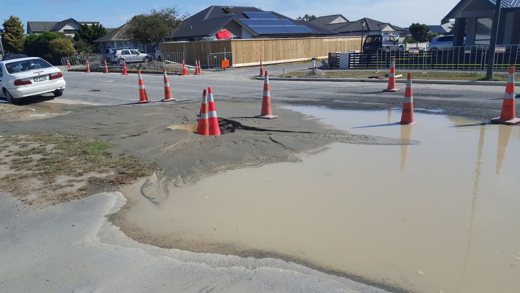 Liquefaction on Bower Avenue In North New Brighton/ Parklands.